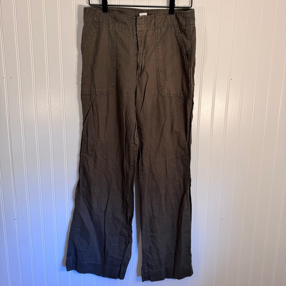 GAP Wide Leg Linen Cotton Blend Olive Green Pants Women’s Size 6 - Picture 2 of 10